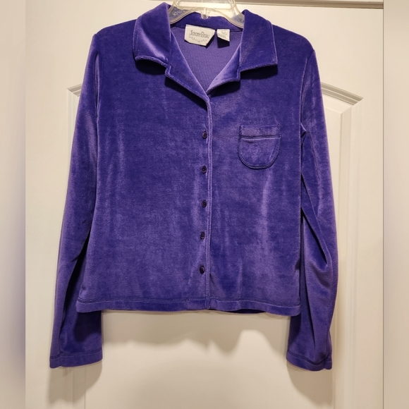 VINTAGE JEREMY BEAU PURPLE PLUSH BUTTON-DOWN SHIRT SIZE LARGE - Picture 1 of 3